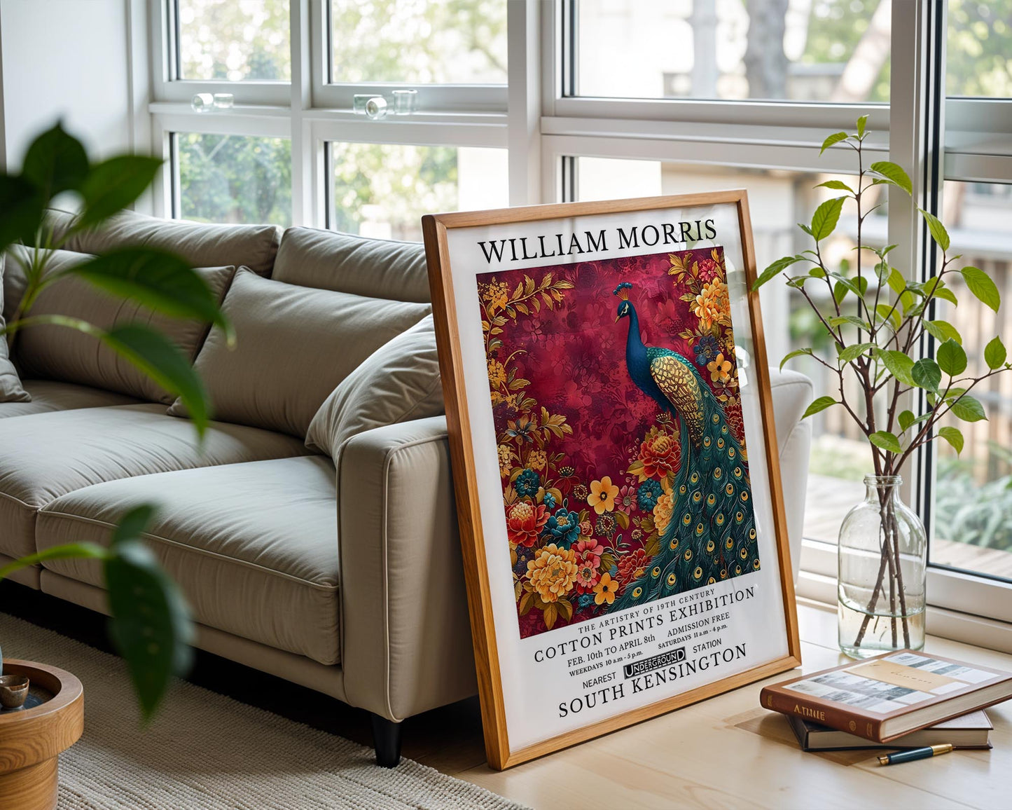 Ruby Peacock | William Morris Inspired Botanical Art Print