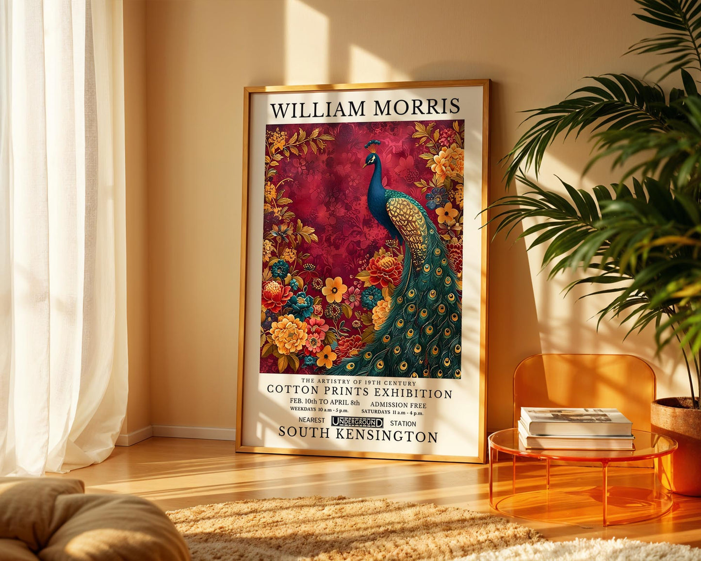 Ruby Peacock | William Morris Inspired Botanical Art Print