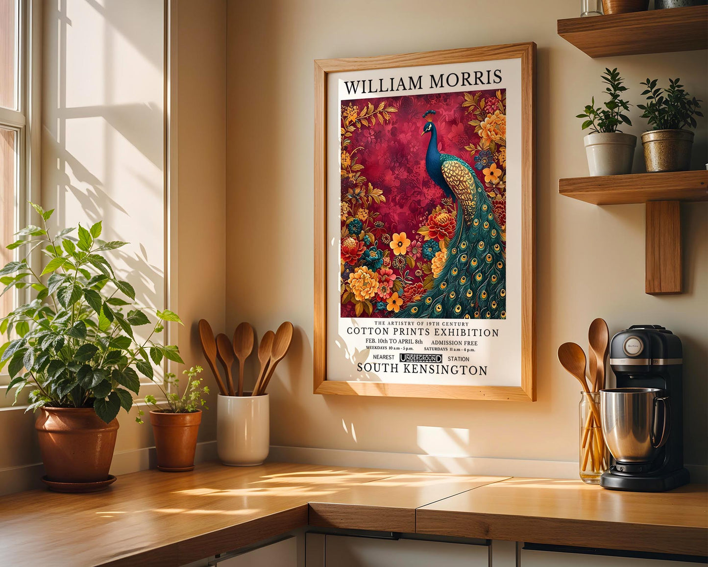 Ruby Peacock | William Morris Inspired Botanical Art Print