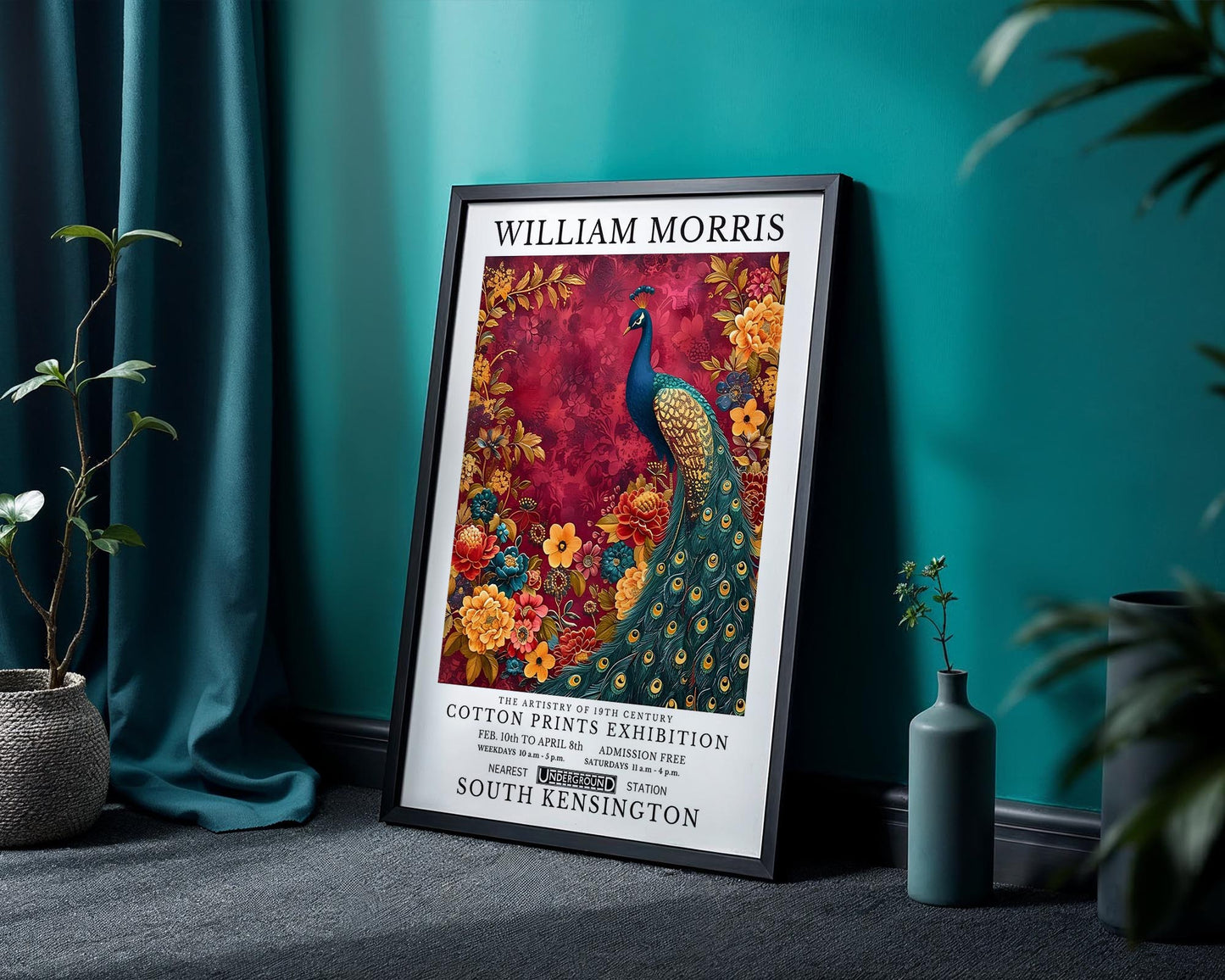 Ruby Peacock | William Morris Inspired Botanical Art Print