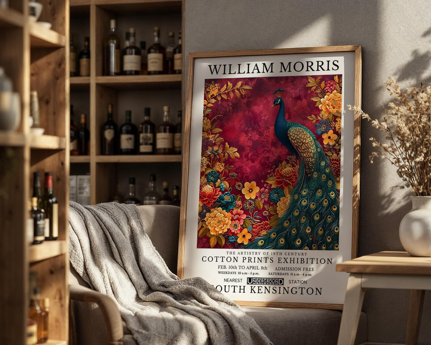 Ruby Peacock | William Morris Inspired Botanical Art Print