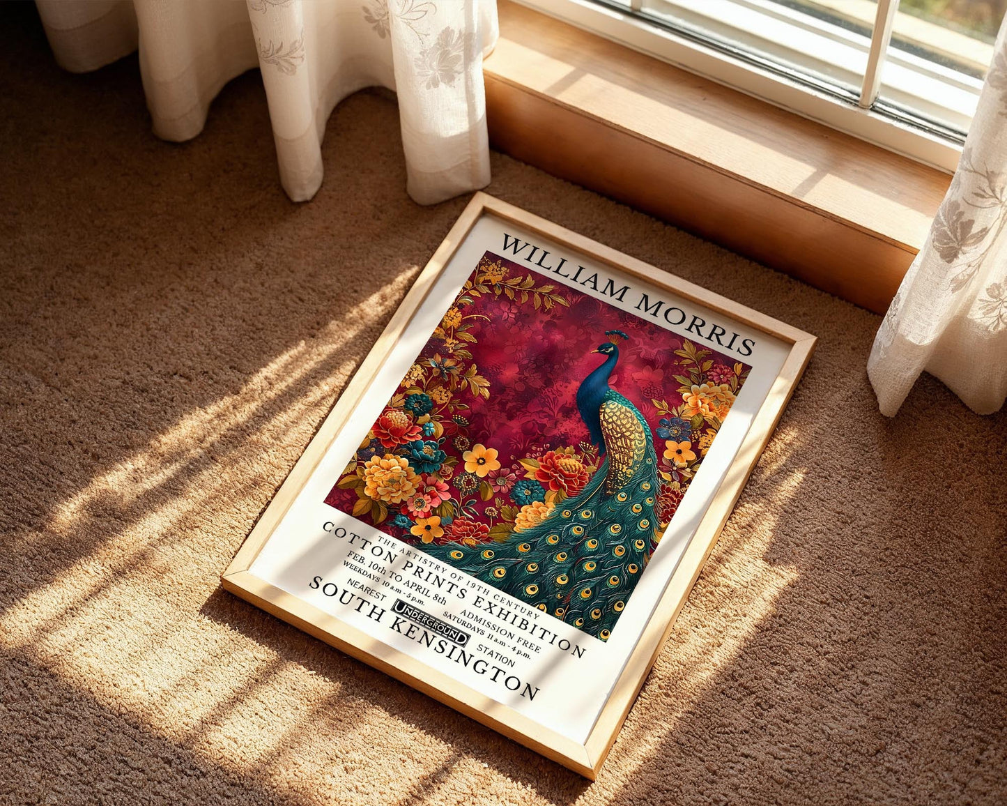 Ruby Peacock | William Morris Inspired Botanical Art Print