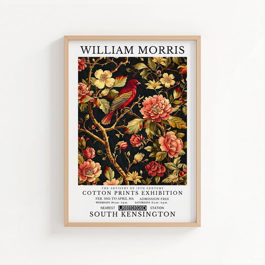 Scarlet Bird | William Morris Inspired Botanical Art Print