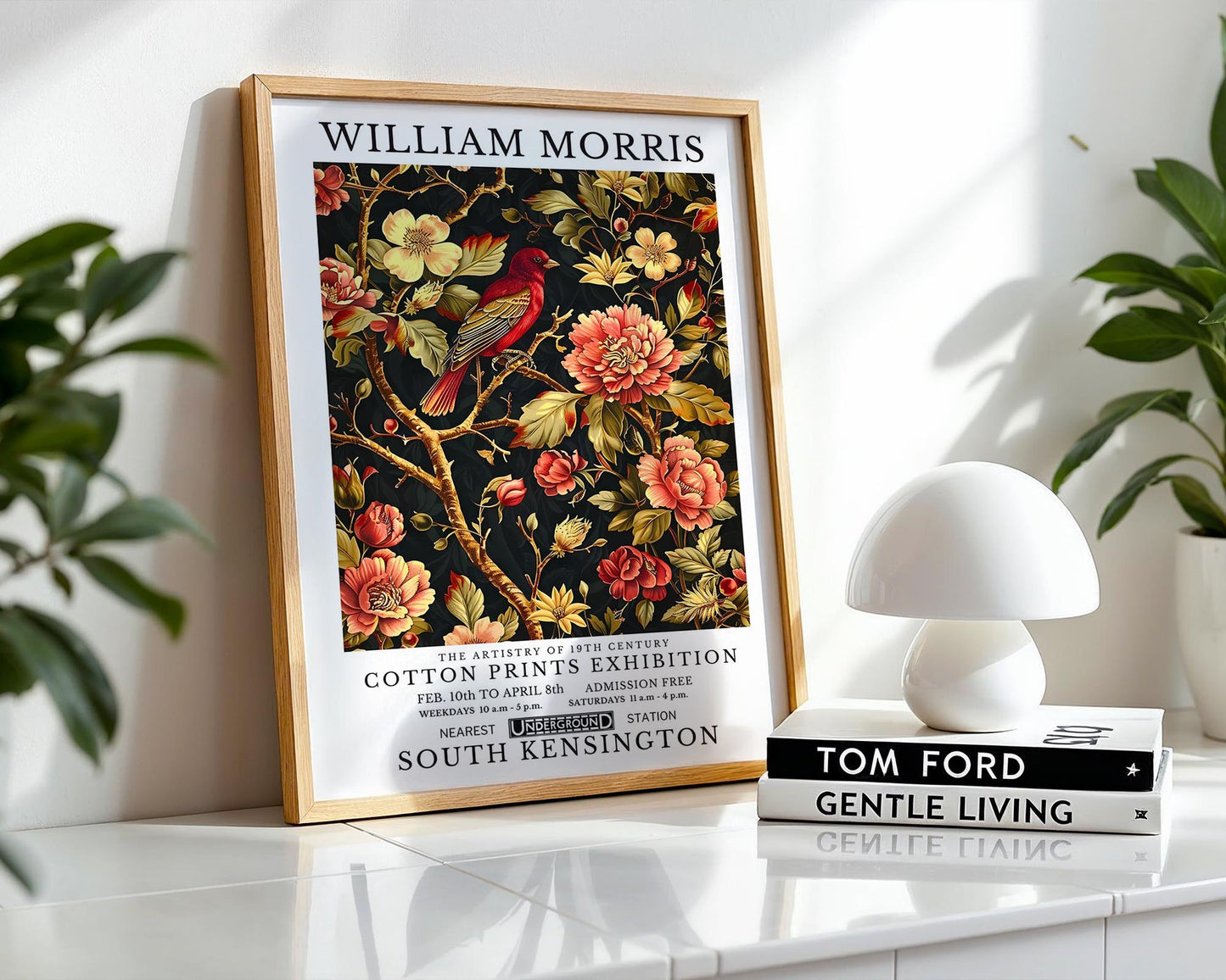 Scarlet Bird | William Morris Inspired Botanical Art Print