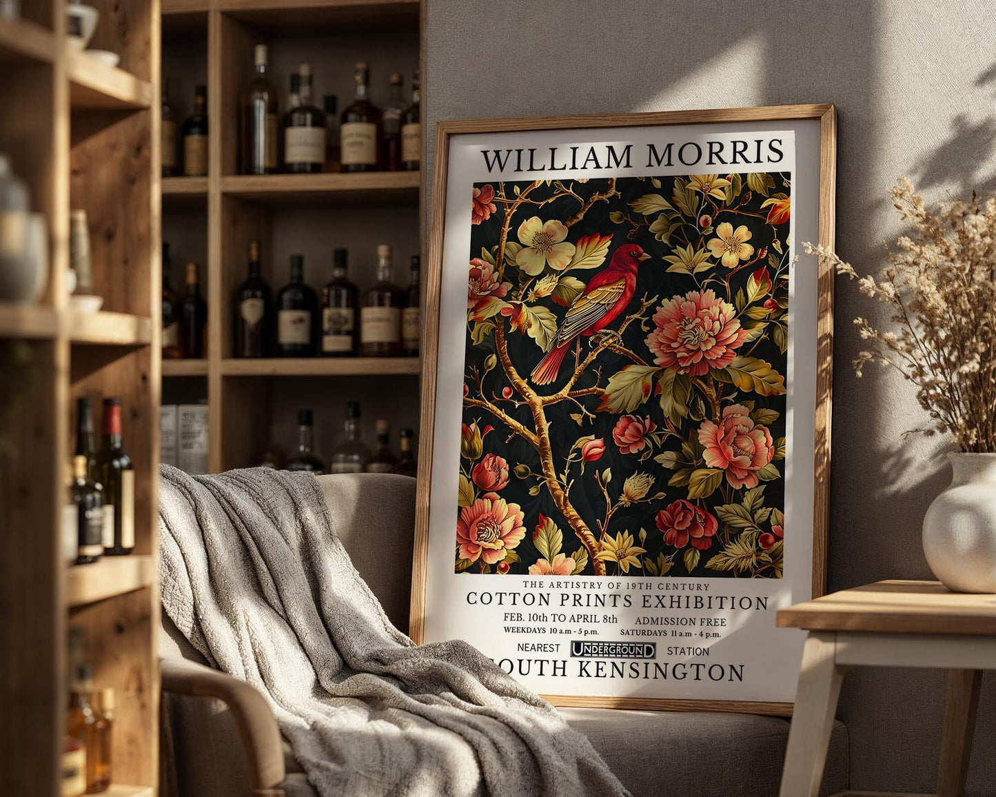 Scarlet Bird | William Morris Inspired Botanical Art Print