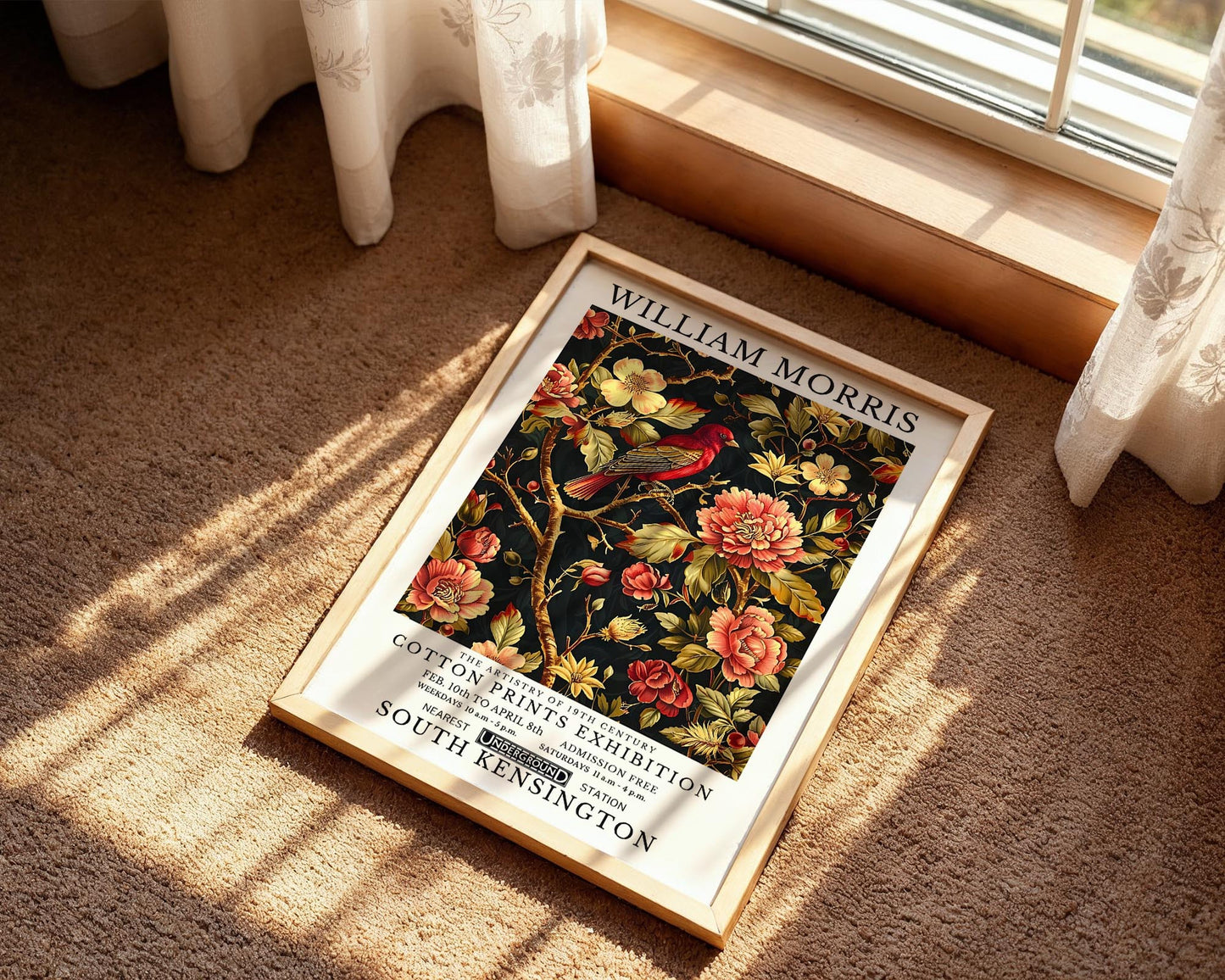 Scarlet Bird | William Morris Inspired Botanical Art Print