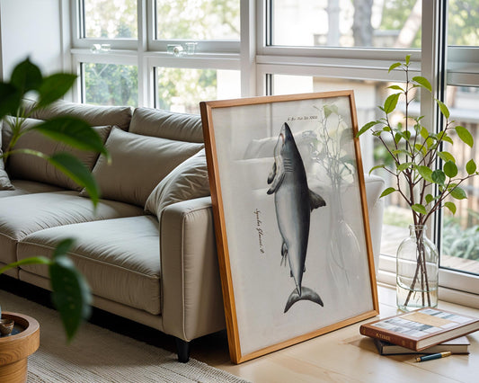 Vintage Shark Illustration – Coastal Natural History Wall Art Print