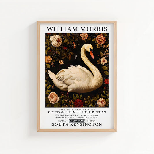 White Swan | William Morris Inspired Botanical Art Print