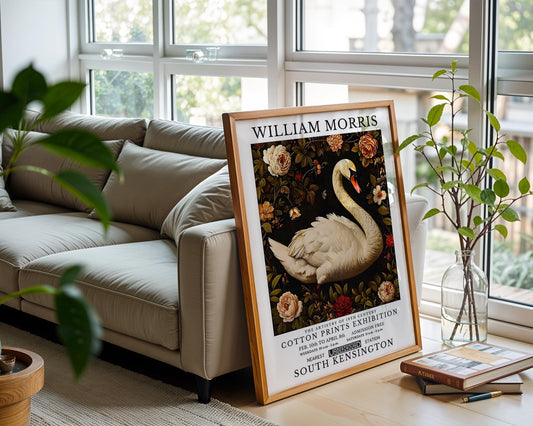 White Swan | William Morris Inspired Botanical Art Print
