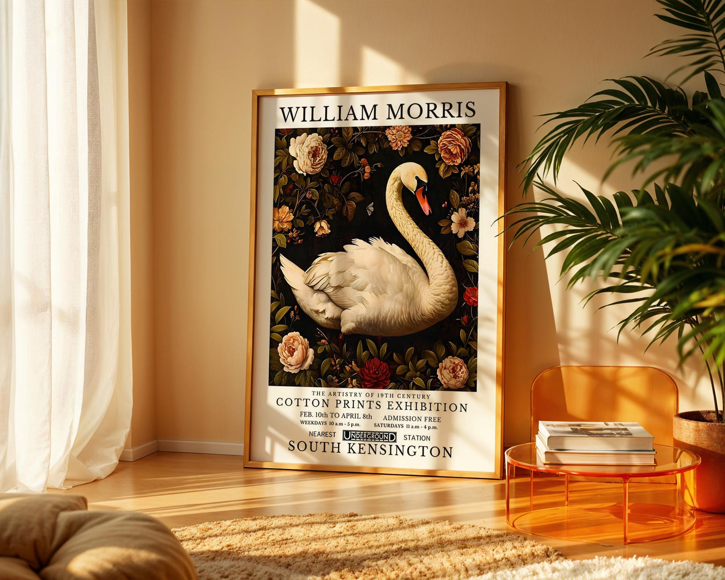 White Swan | William Morris Inspired Botanical Art Print