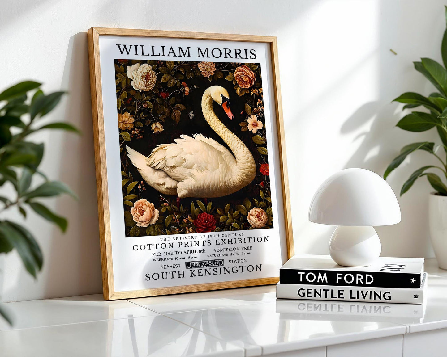 White Swan | William Morris Inspired Botanical Art Print