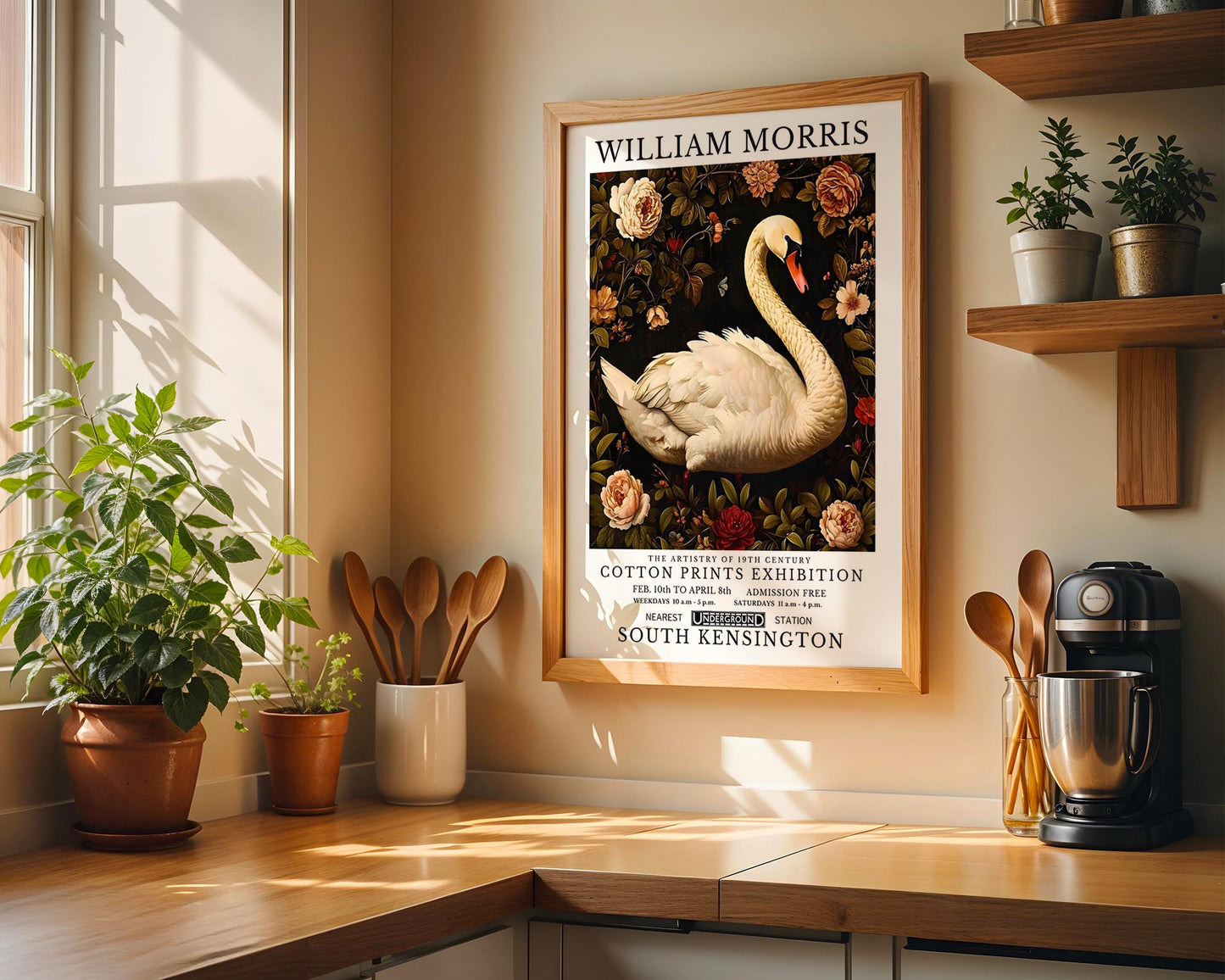 White Swan | William Morris Inspired Botanical Art Print