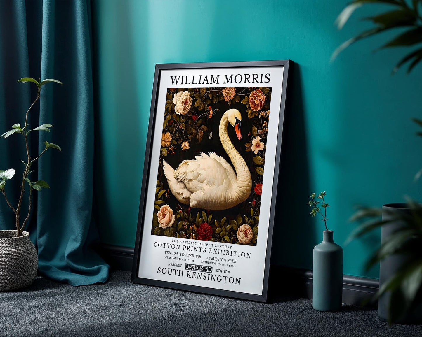 White Swan | William Morris Inspired Botanical Art Print