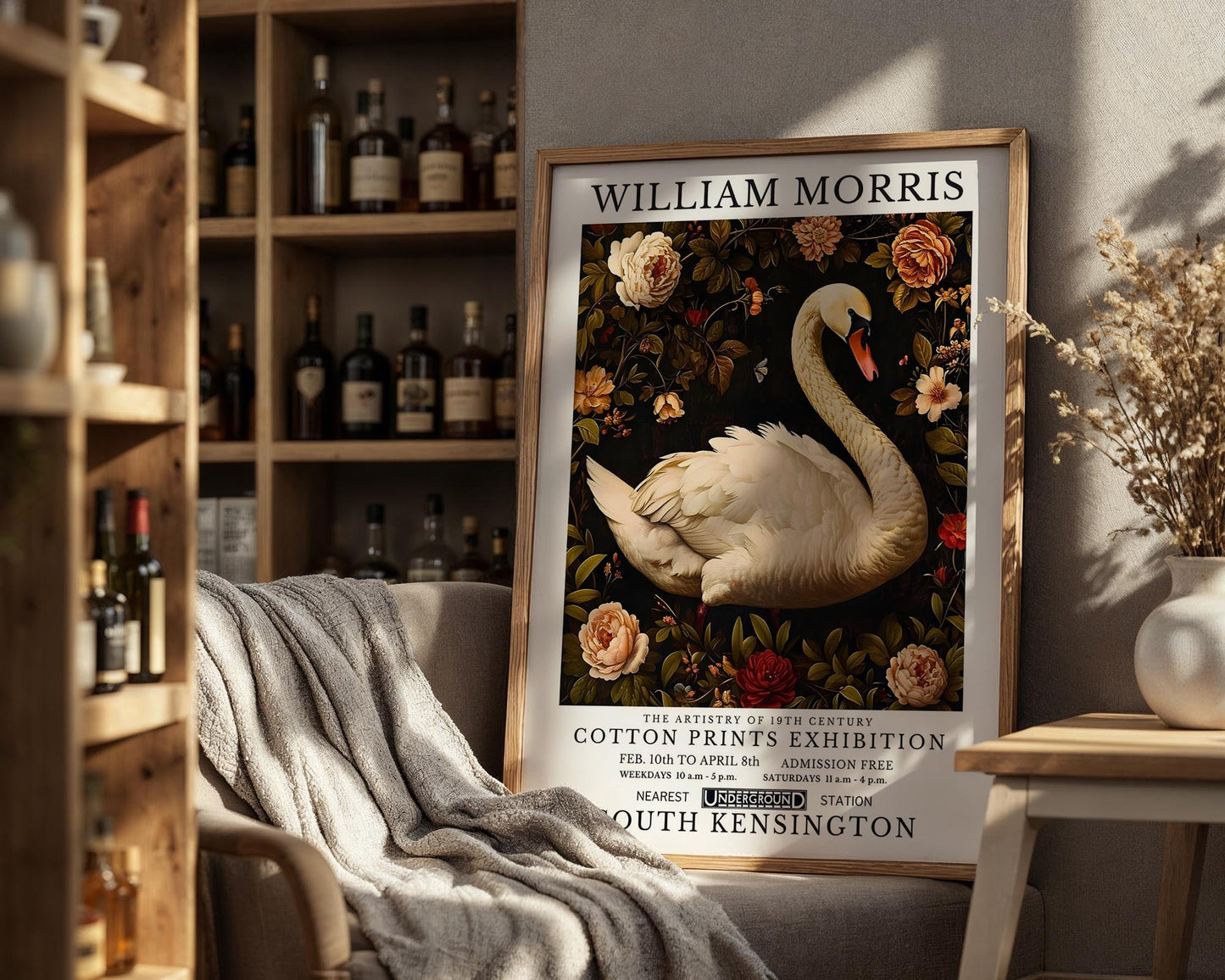 White Swan | William Morris Inspired Botanical Art Print