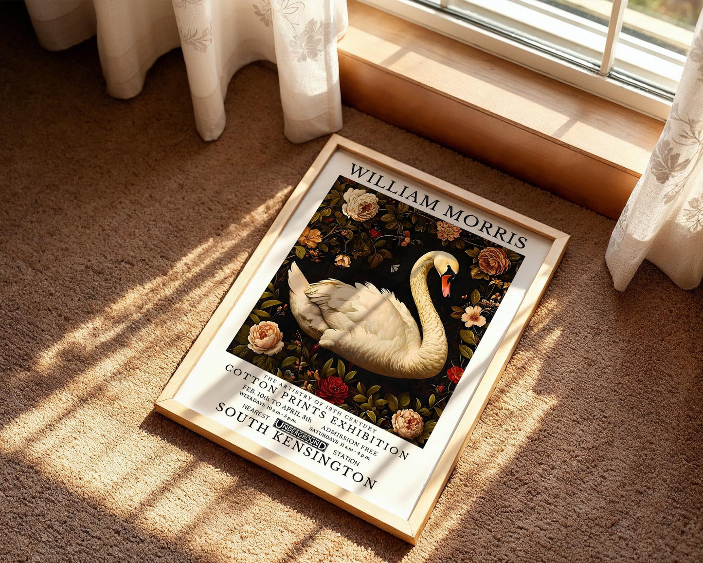 White Swan | William Morris Inspired Botanical Art Print