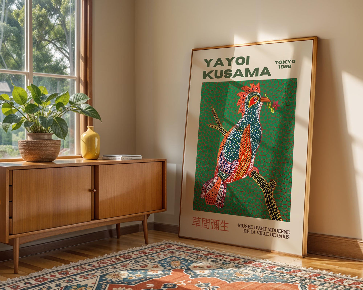 Yayoi Kusama Bird at Dawn Tokyo 1998 Exhibition Poster