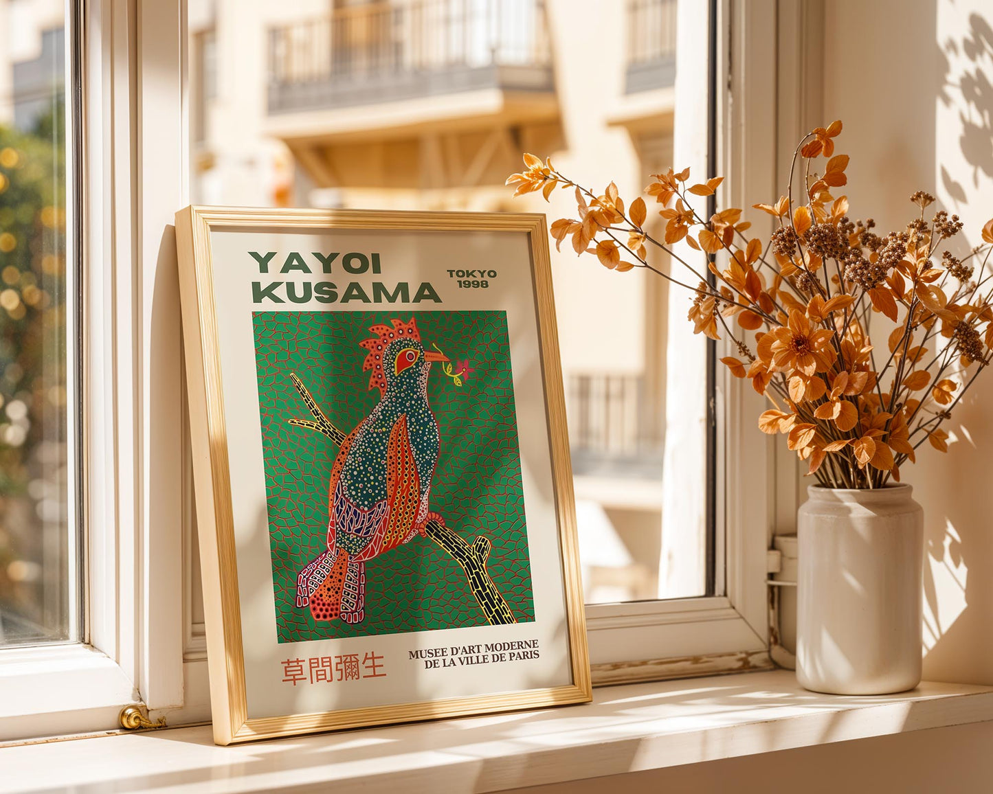 Yayoi Kusama Bird at Dawn Tokyo 1998 Exhibition Poster