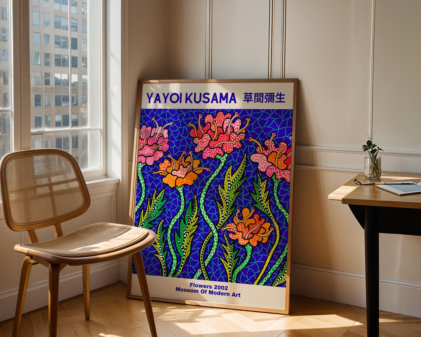 Yayoi Kusama Flowers | Blue Floral Japanese Contemporary Art Print