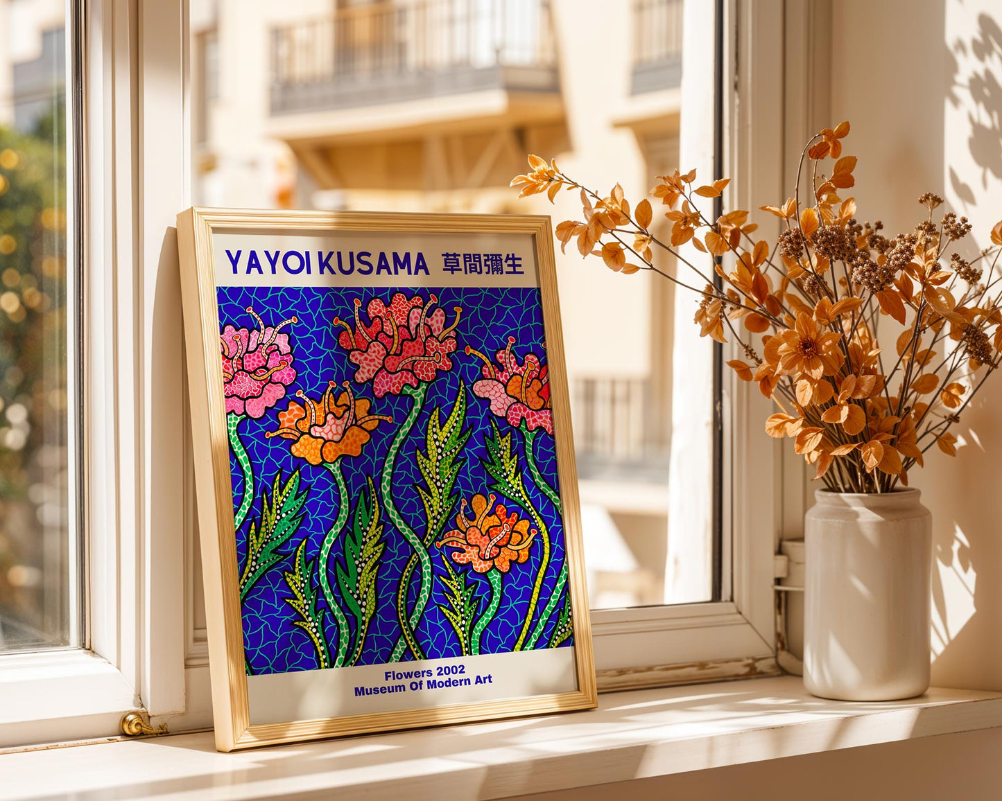 Yayoi Kusama Flowers | Blue Floral Japanese Contemporary Art Print