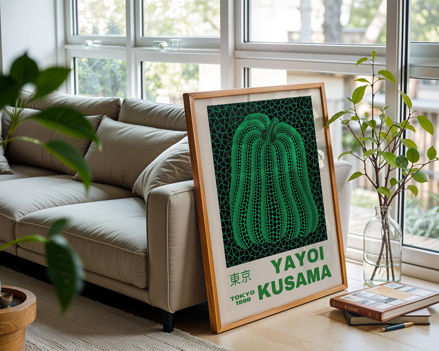 Yayoi Kusama Green Pumpkin Exhibition Poster | Japanese Contemporary Art Print