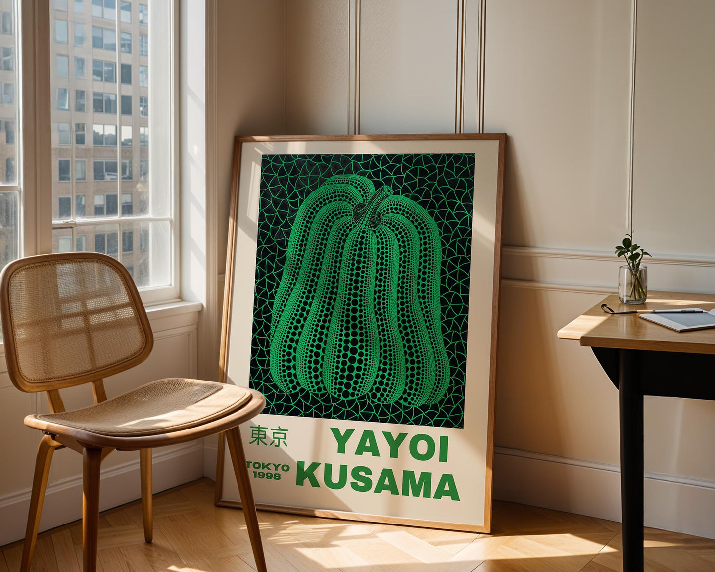 Yayoi Kusama Green Pumpkin Exhibition Poster | Japanese Contemporary Art Print