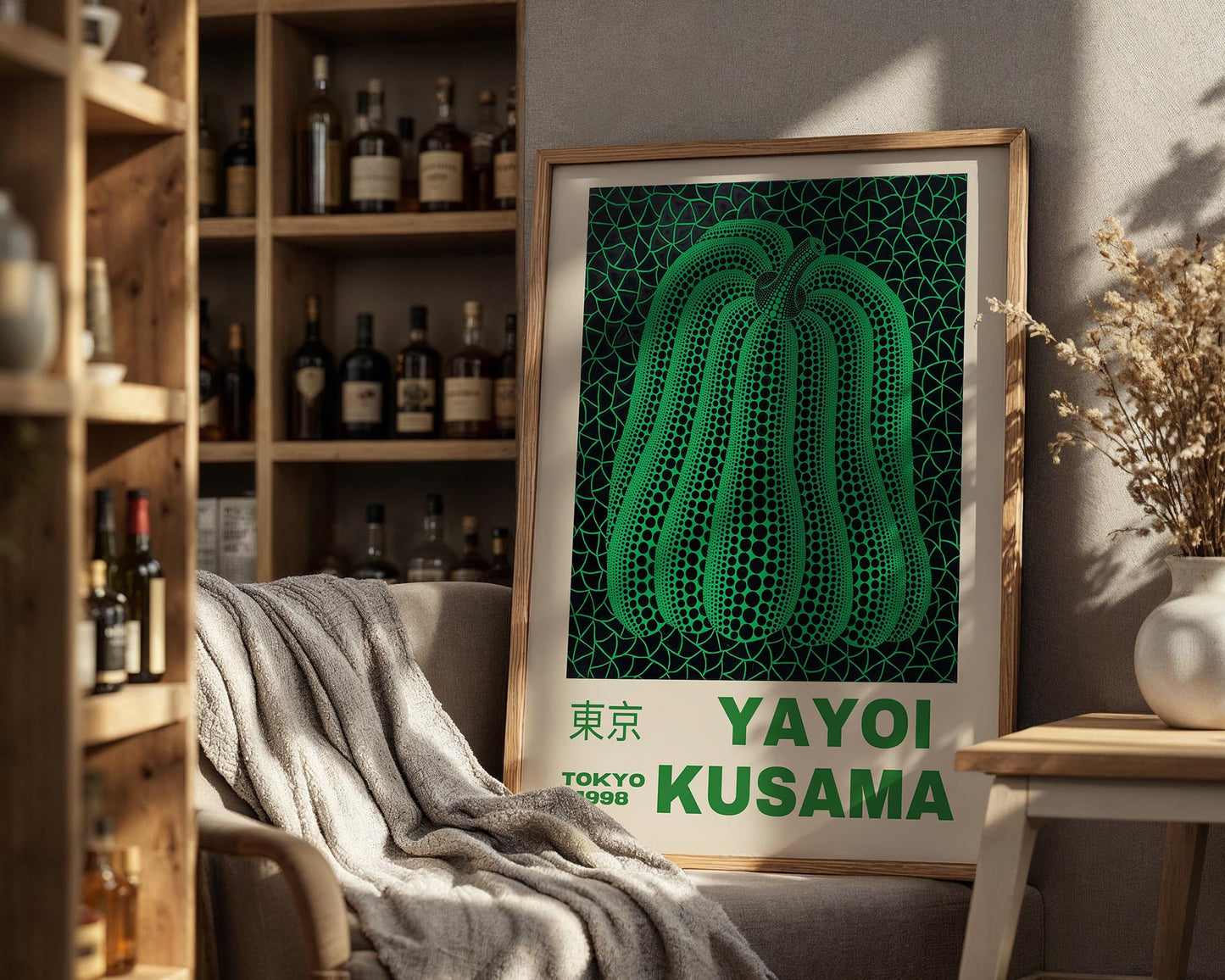 Yayoi Kusama Green Pumpkin Exhibition Poster | Japanese Contemporary Art Print