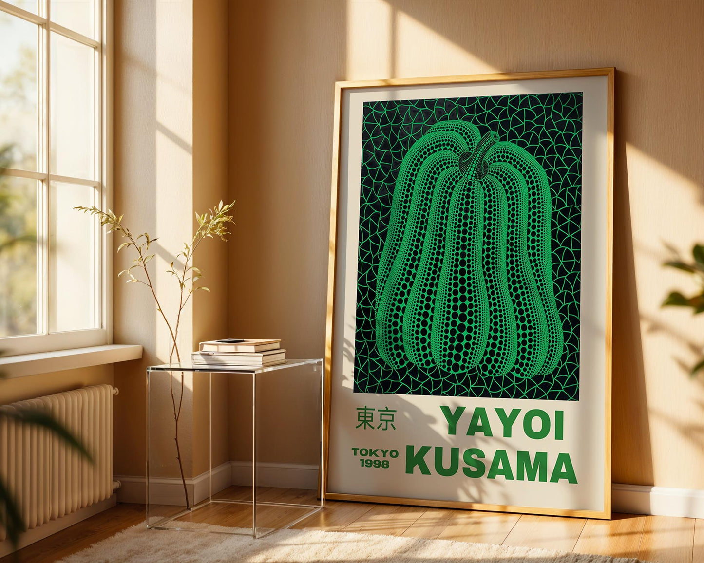Yayoi Kusama Green Pumpkin Exhibition Poster | Japanese Contemporary Art Print