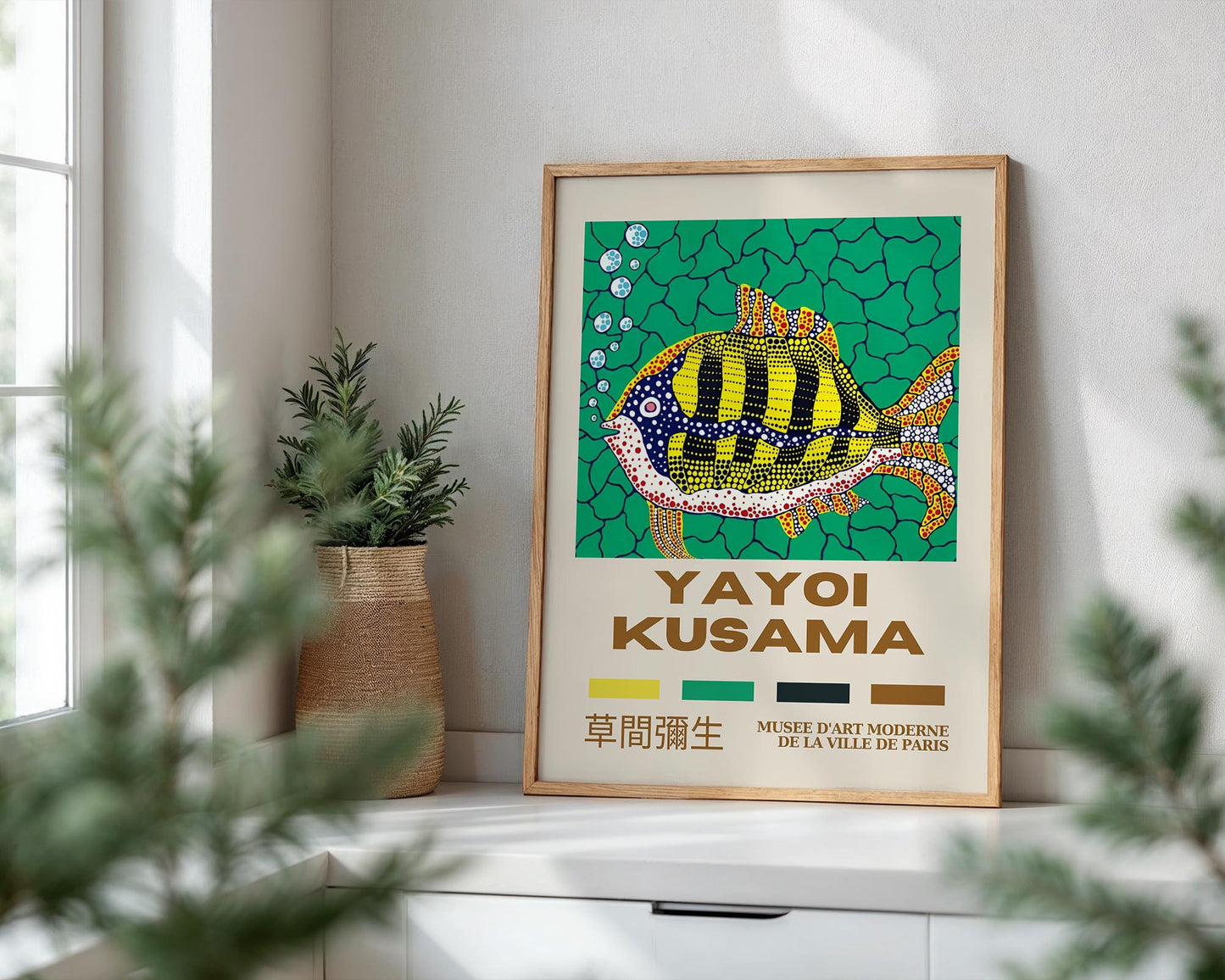 Yayoi Kusama Tropical Fish Exhibition Poster | Japanese Contemporary Art Print