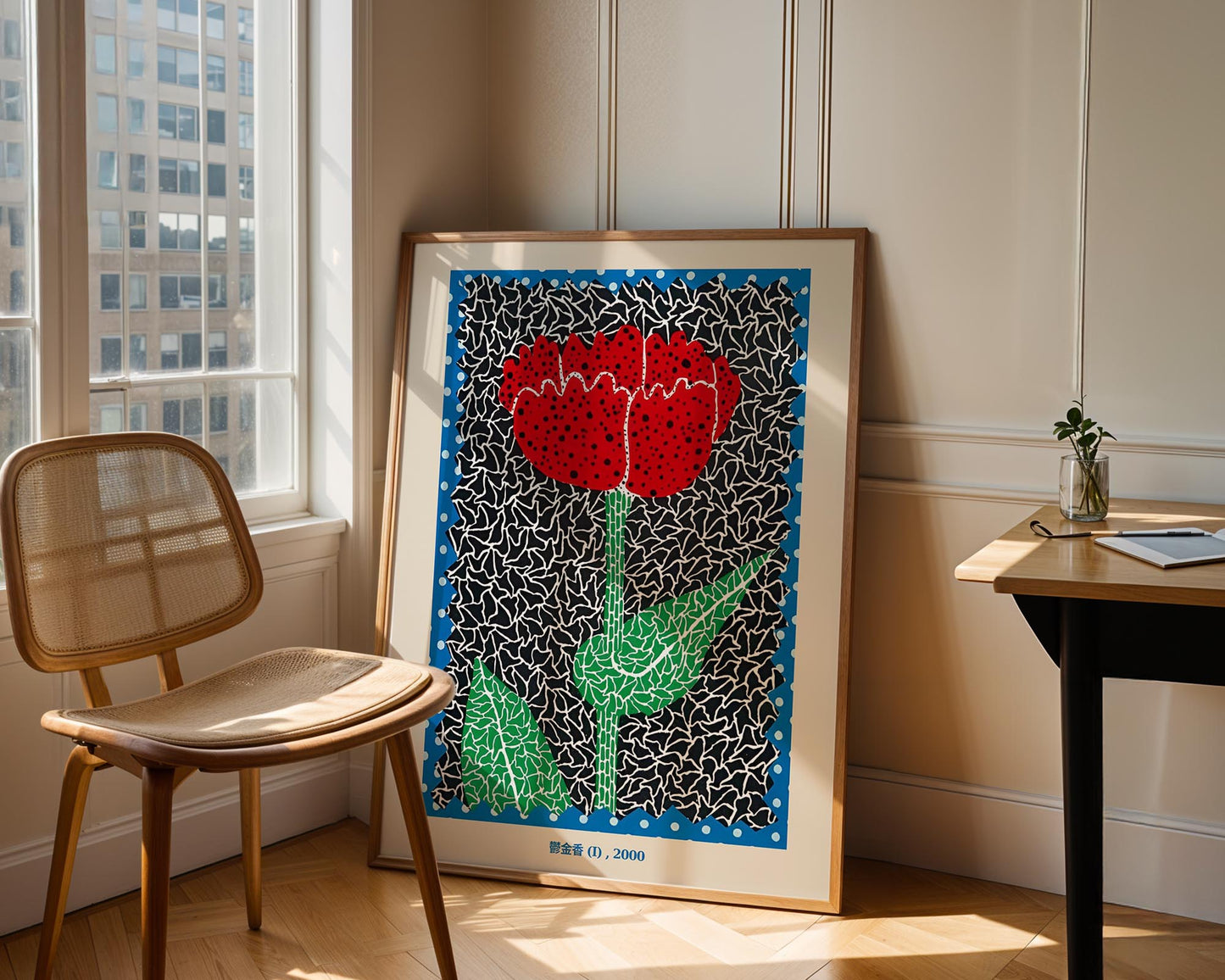 Yayoi Kusama Tulip I 2000 Exhibition Poster | Red & Blue Japanese Contemporary Art Print