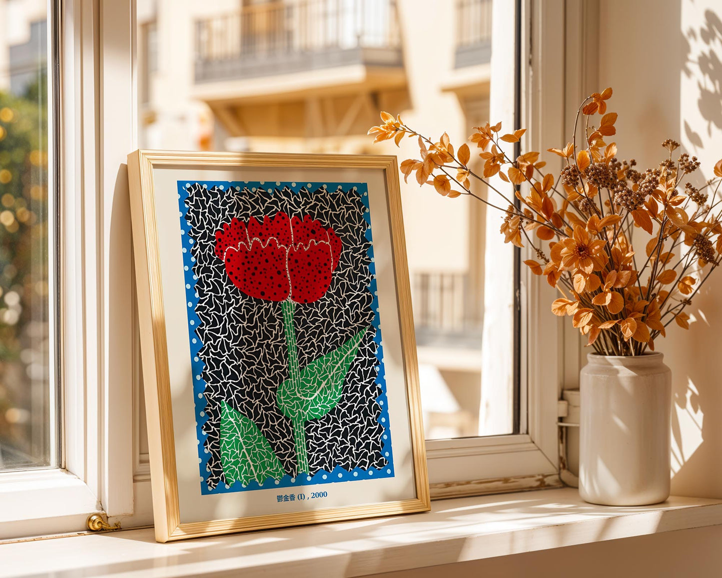 Yayoi Kusama Tulip I 2000 Exhibition Poster | Red & Blue Japanese Contemporary Art Print
