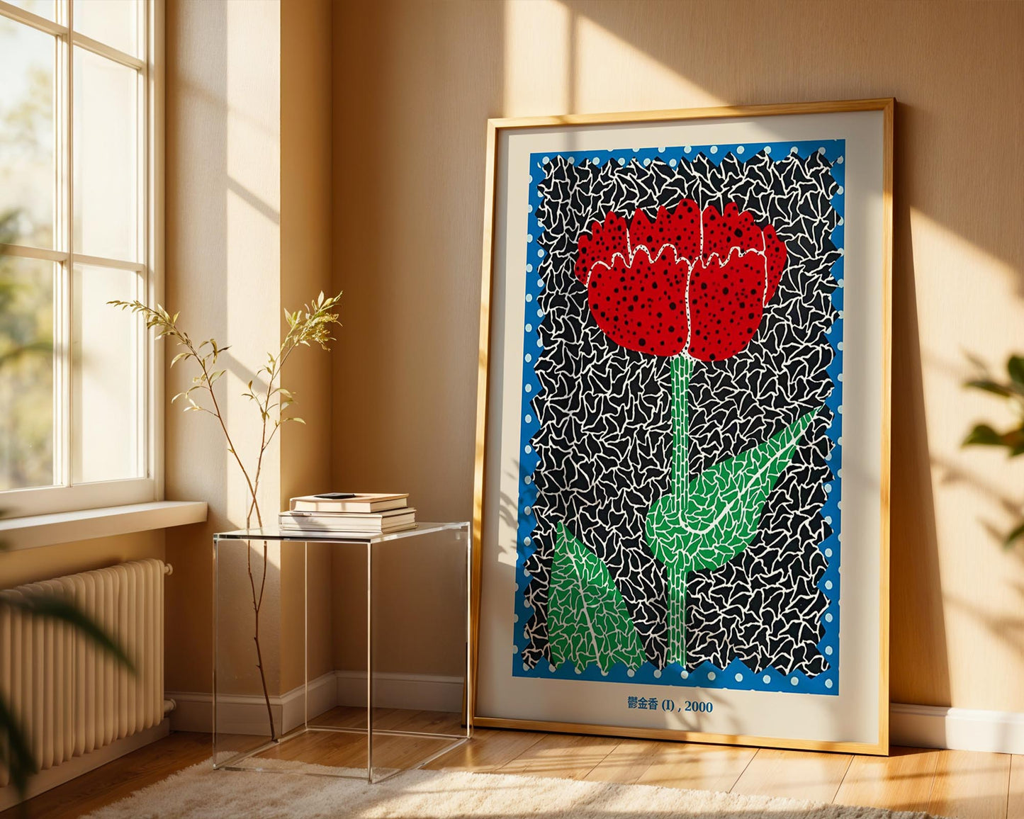 Yayoi Kusama Tulip I 2000 Exhibition Poster | Red & Blue Japanese Contemporary Art Print