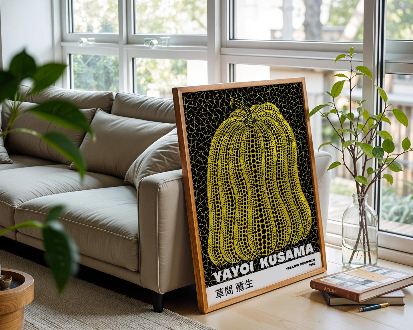 Yayoi Kusama Yellow Pumpkin 1992 Exhibition Poster | Black & Yellow Japanese Contemporary Art Print