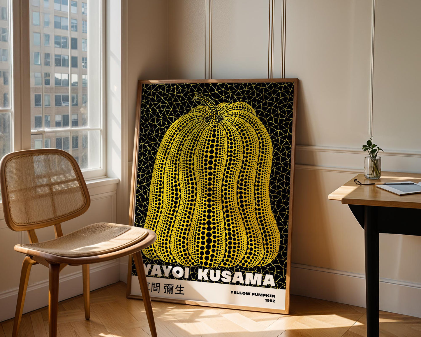 Yayoi Kusama Yellow Pumpkin 1992 Exhibition Poster | Black & Yellow Japanese Contemporary Art Print